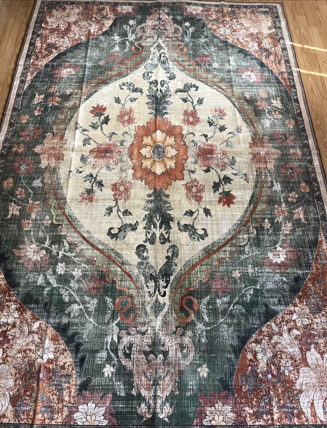 Brand New Beige/Green/Orange Soft Area Rug