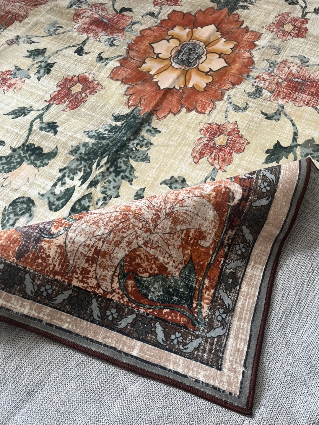 Brand New Beige/Green/Orange Soft Area Rug image indicator(2)