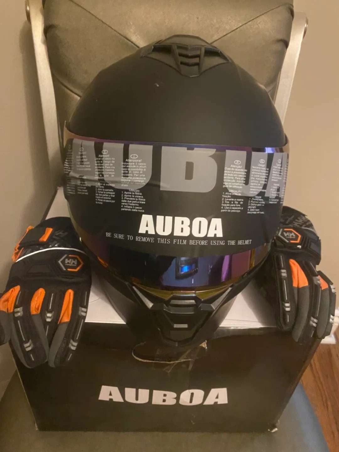 AUBOA AU-T801 Matte Black Motorcycle Helmet - Size M image indicator(2)