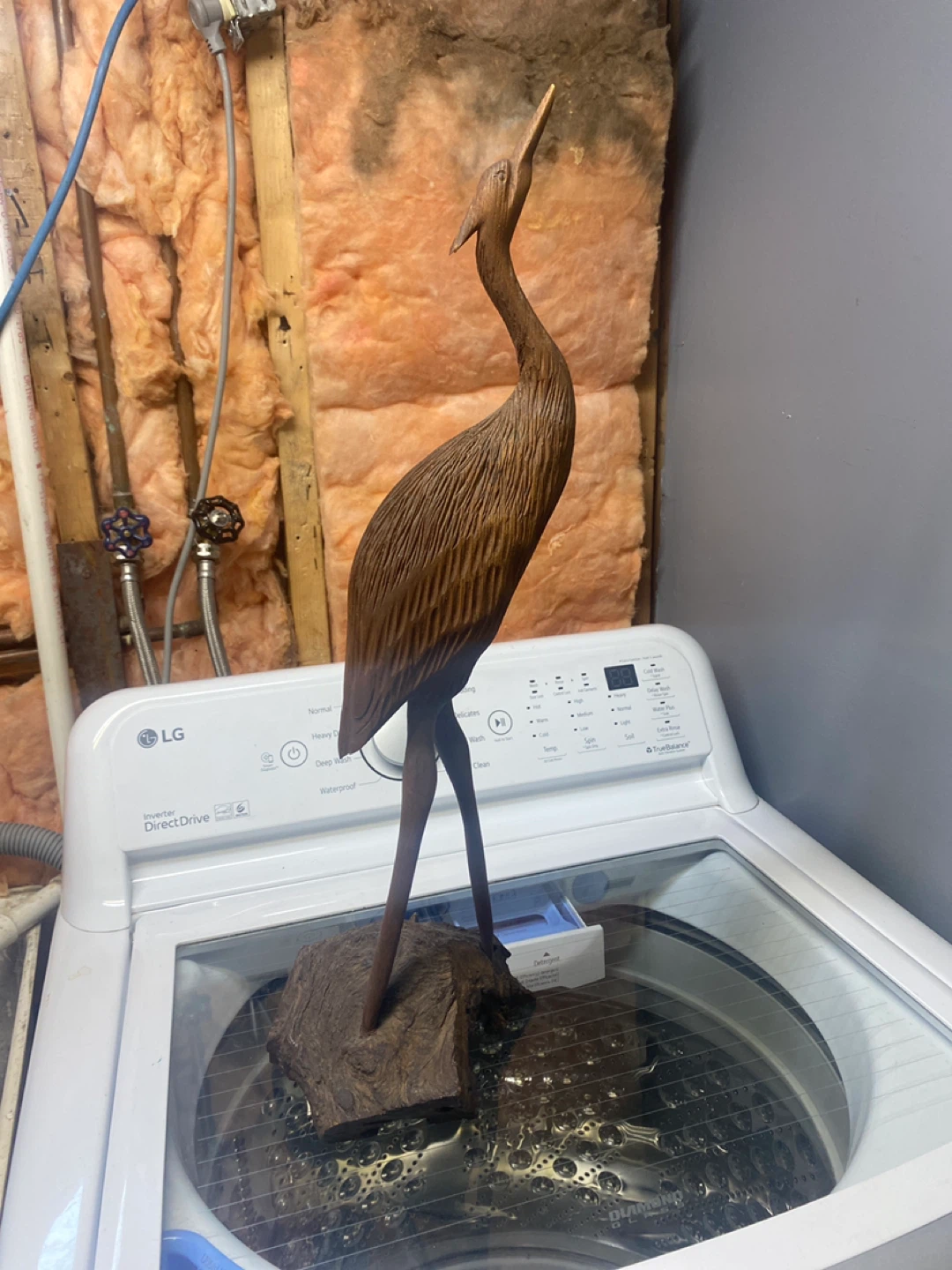 Wooden Crane Statue