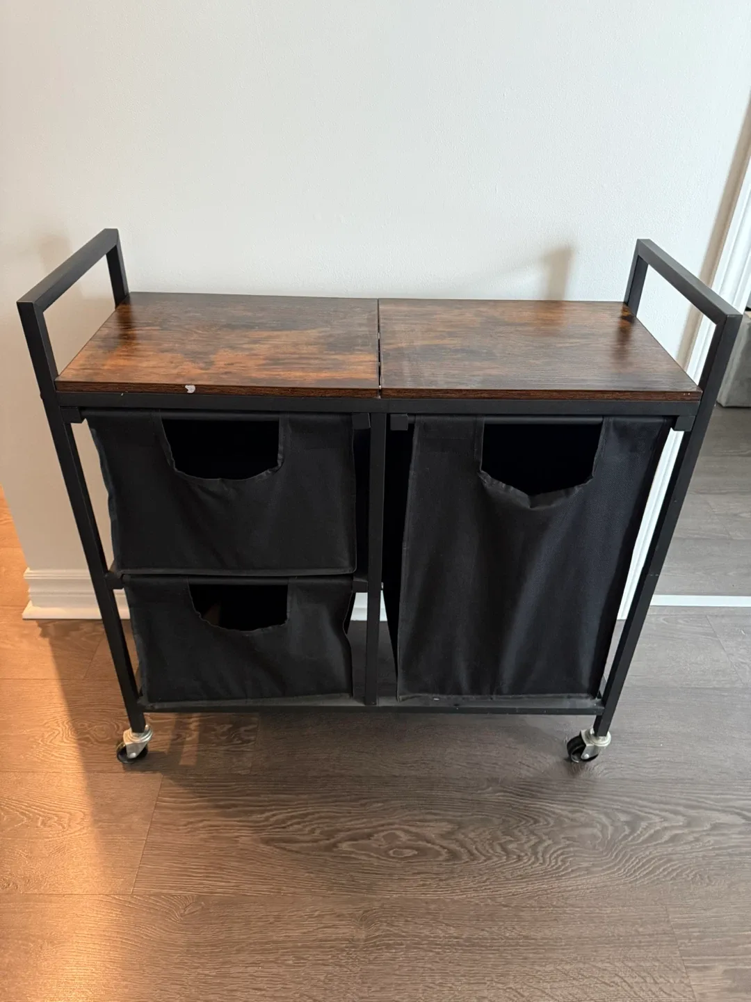 Laundry Hamper Basket 3 Section Rustic Brown thumbnail