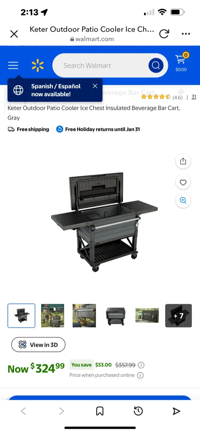 Keter Outdoor Patio Cooler Ice Chest Cart image indicator(4)