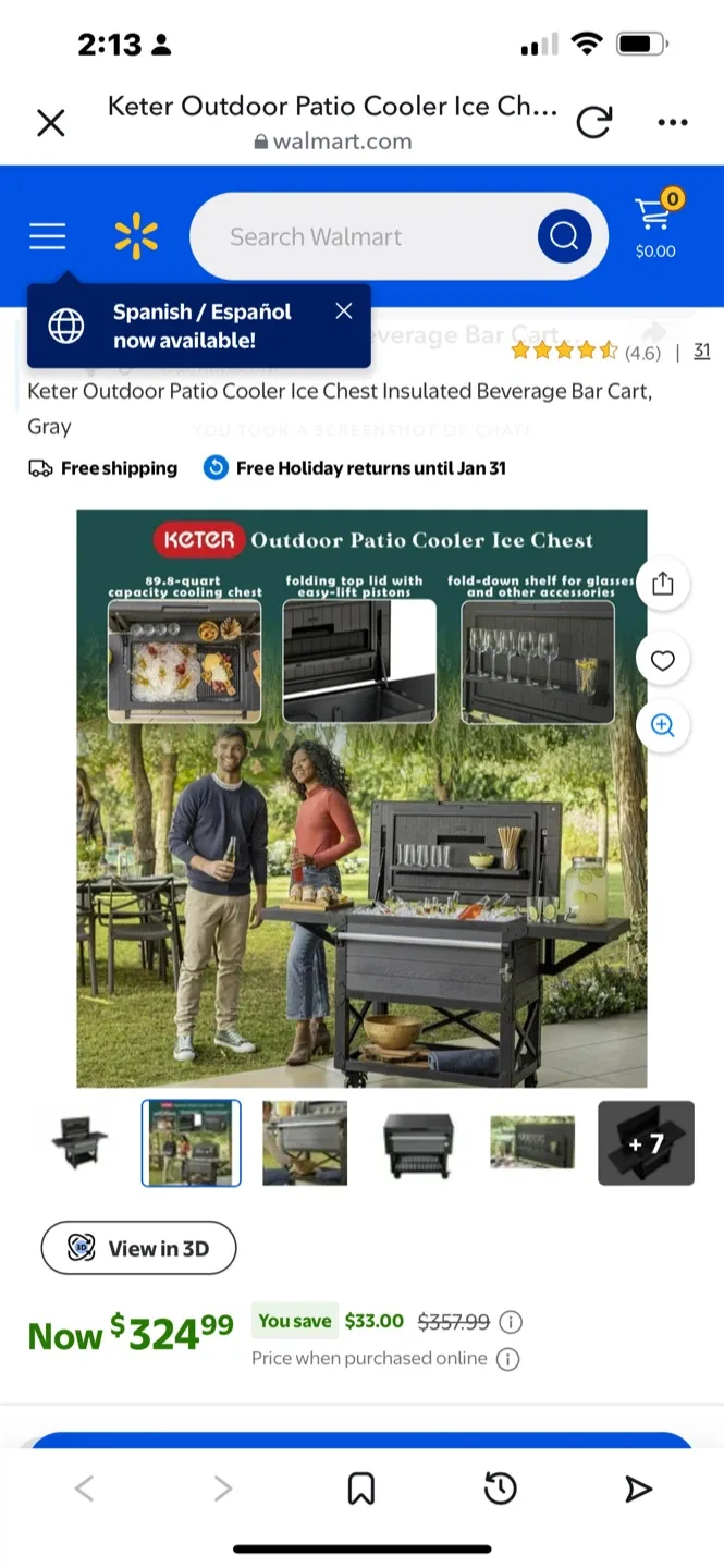 Keter Outdoor Patio Cooler Ice Chest Cart image indicator(6)