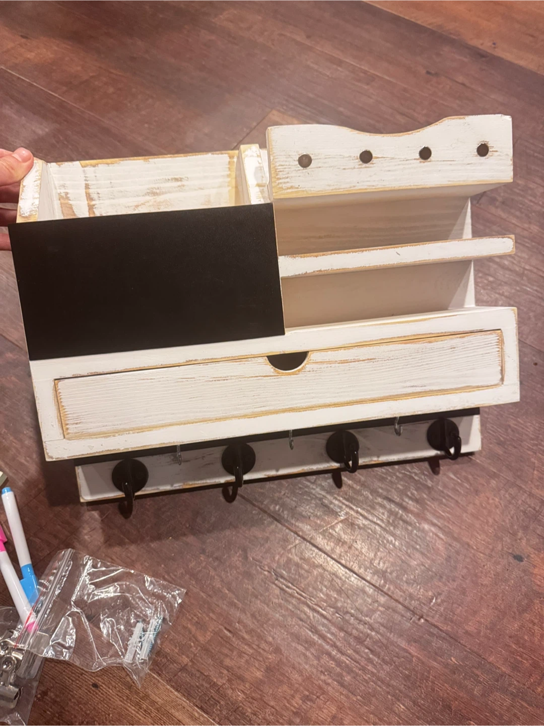 White Entryway Organizer with Chalkboard - photo 2