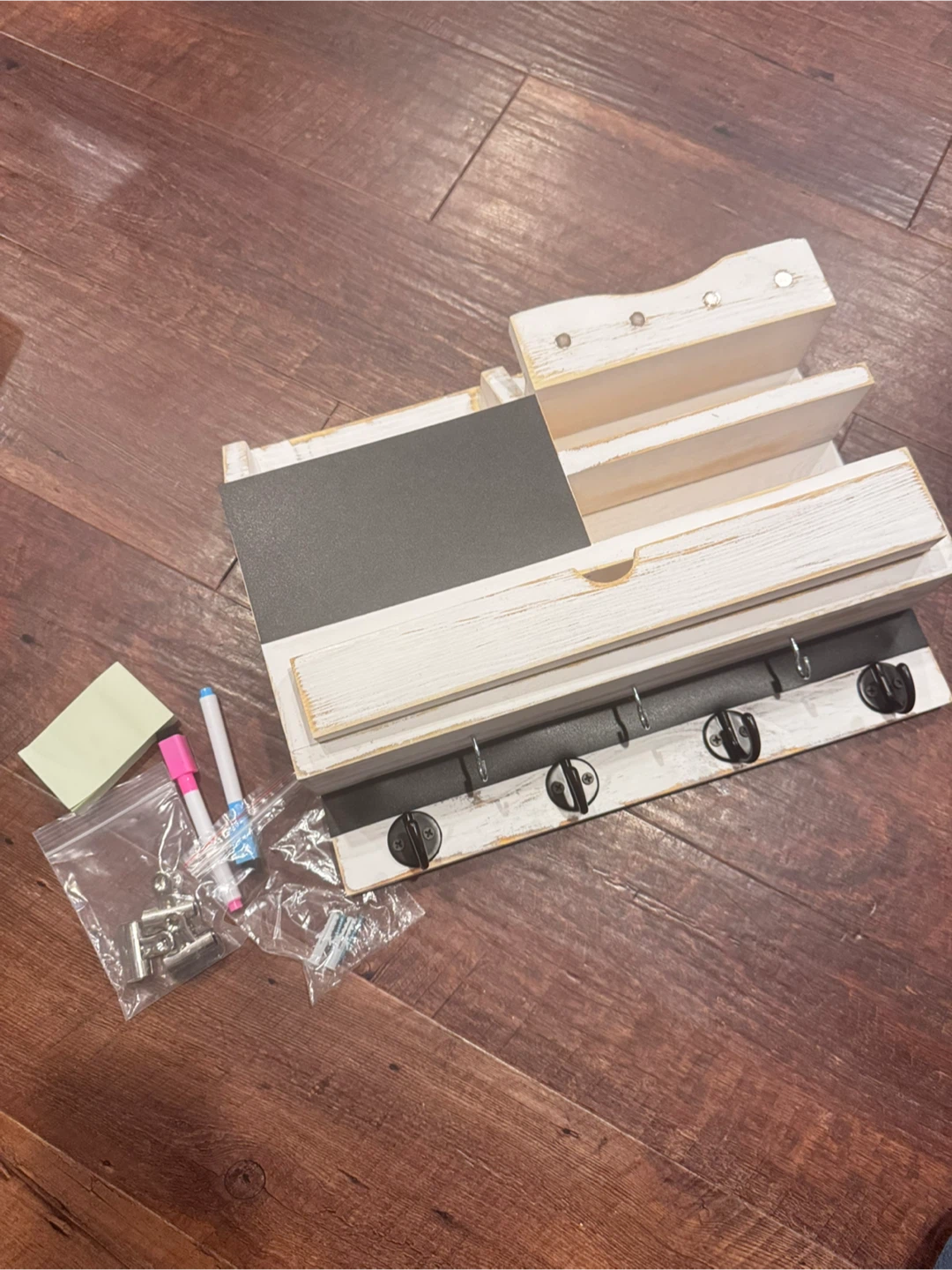 White Entryway Organizer with Chalkboard