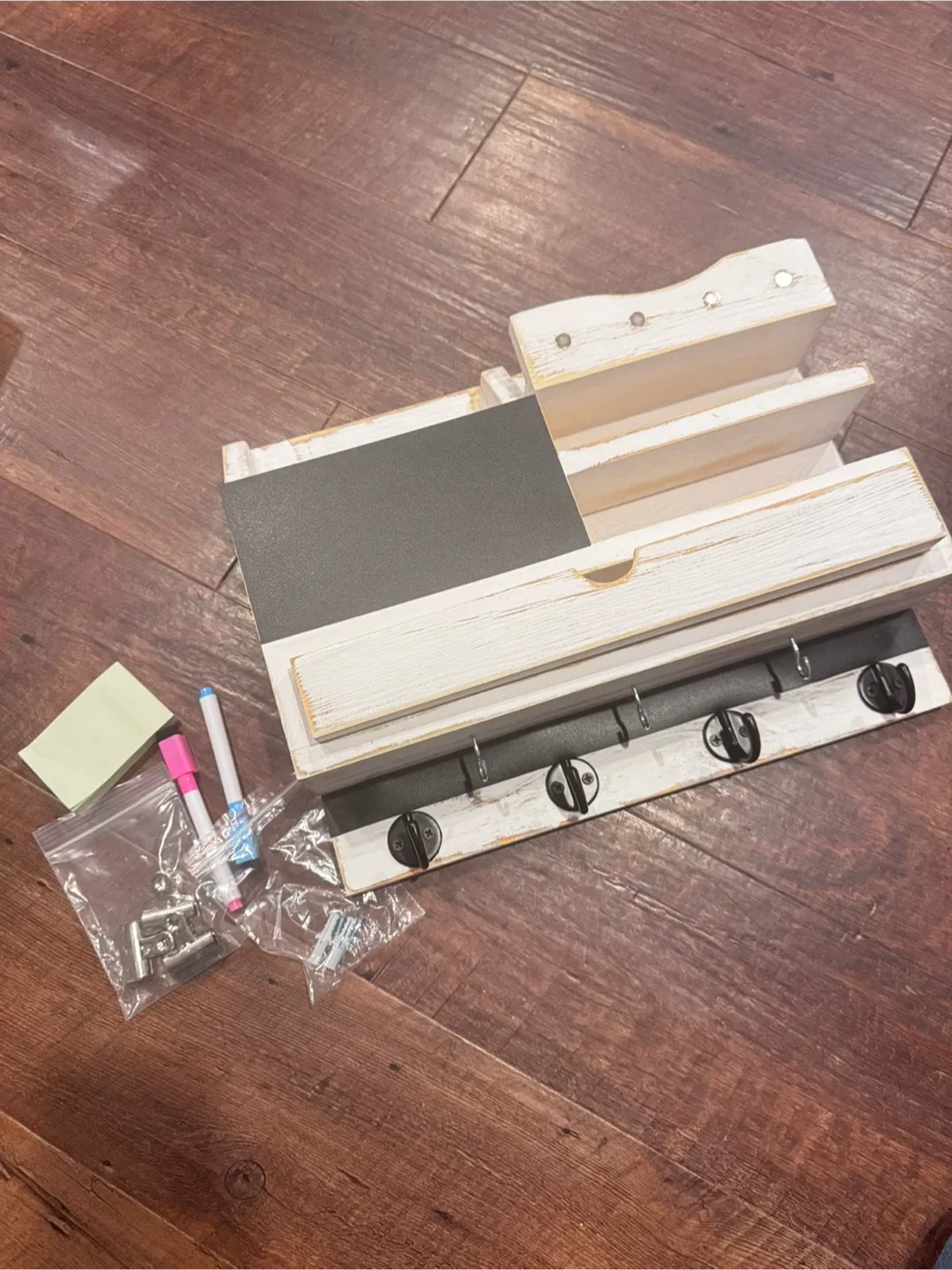 White Entryway Organizer with Chalkboard thumbnail