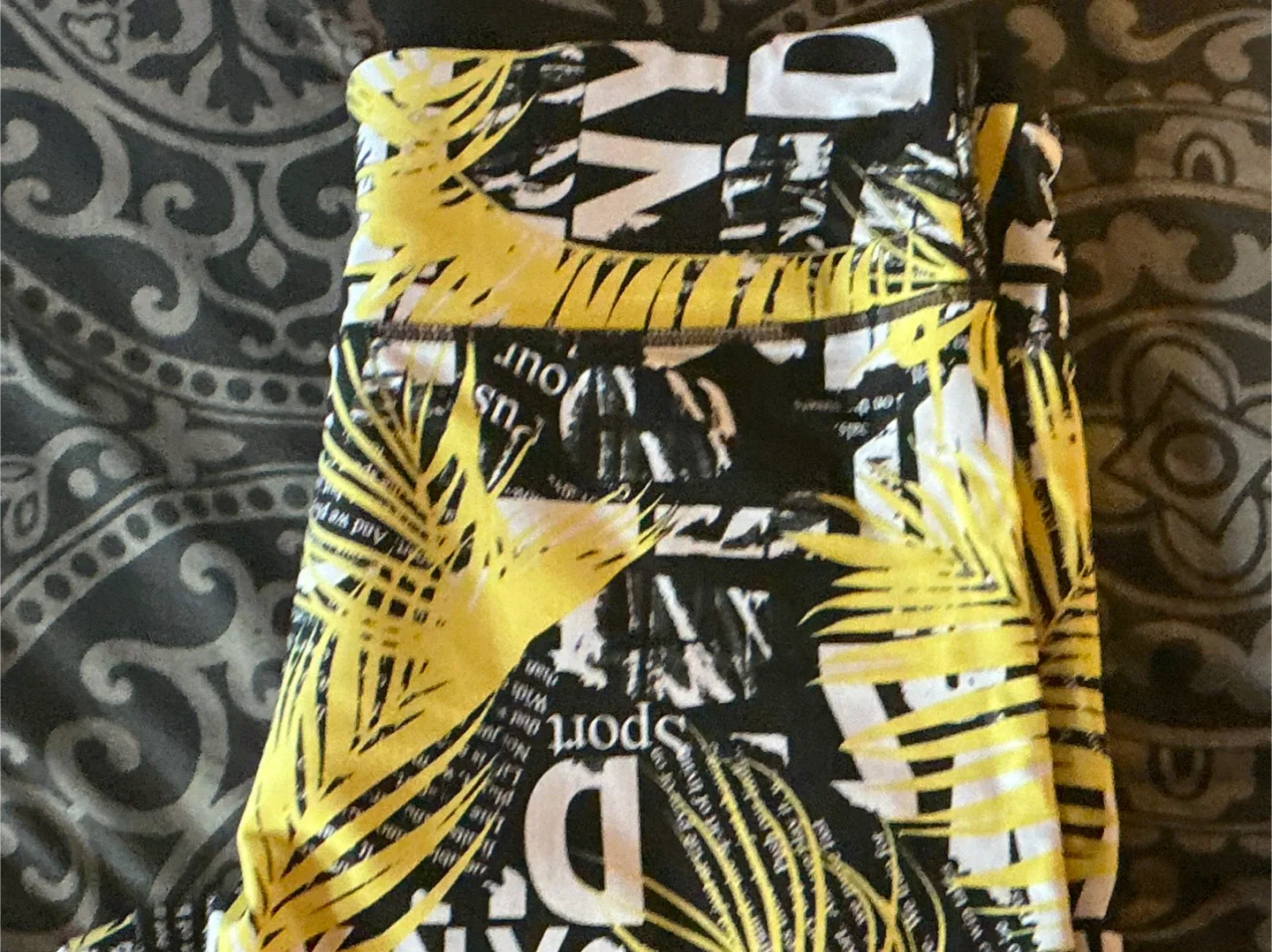 DKNY Sport Leggings - Black, Yellow, and White image indicator(3)