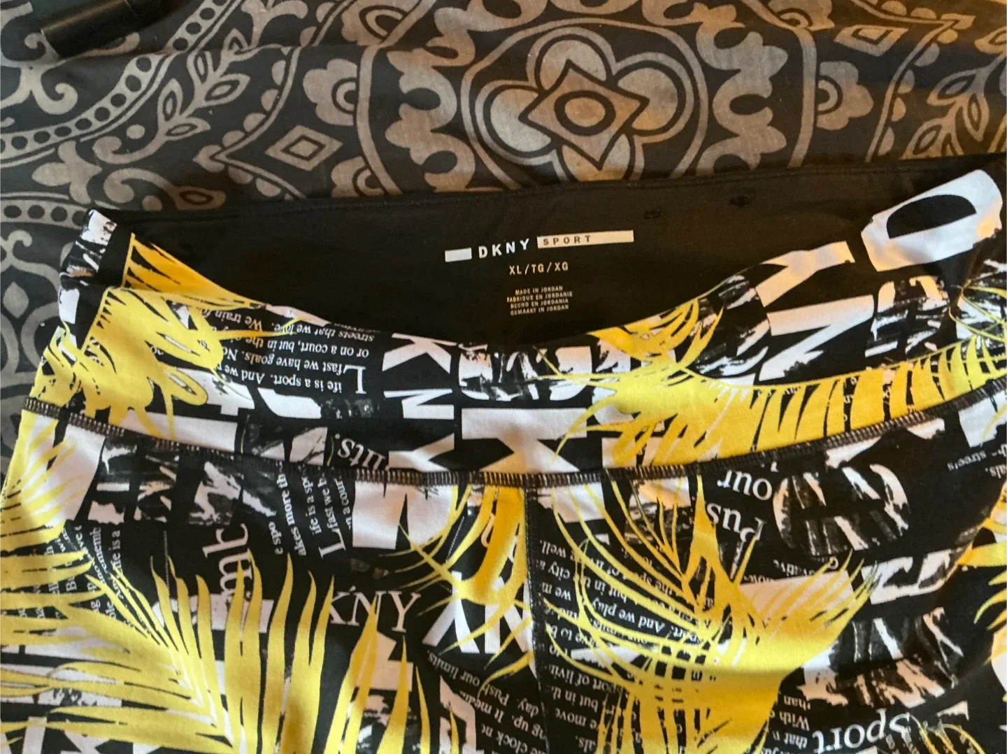 DKNY Sport Leggings - Black, Yellow, and White image indicator(9)