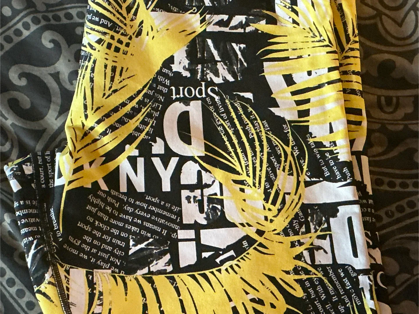 DKNY Sport Leggings - Black, Yellow, and White image indicator(2)
