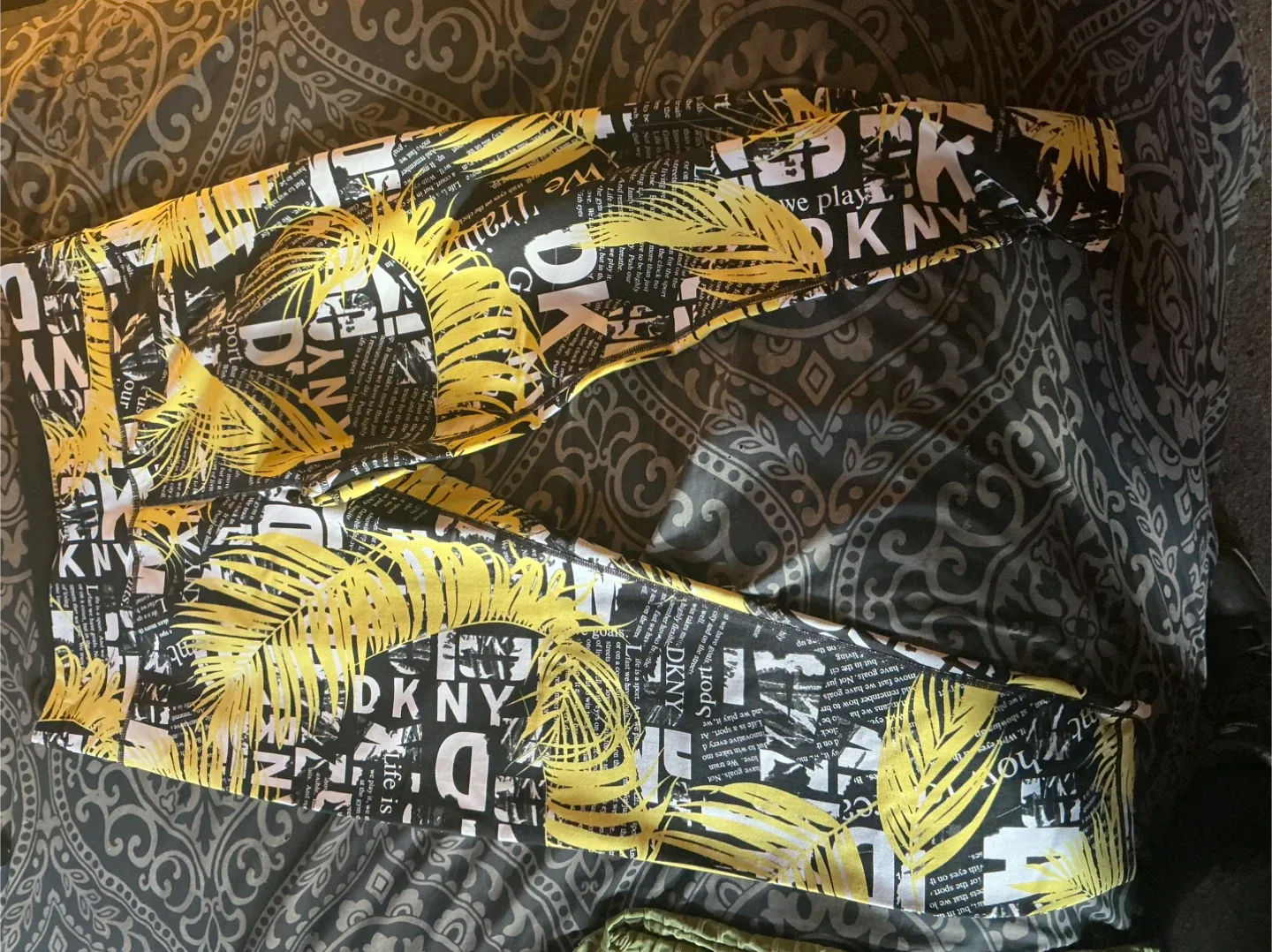 DKNY Sport Leggings - Black, Yellow, and White image indicator(10)