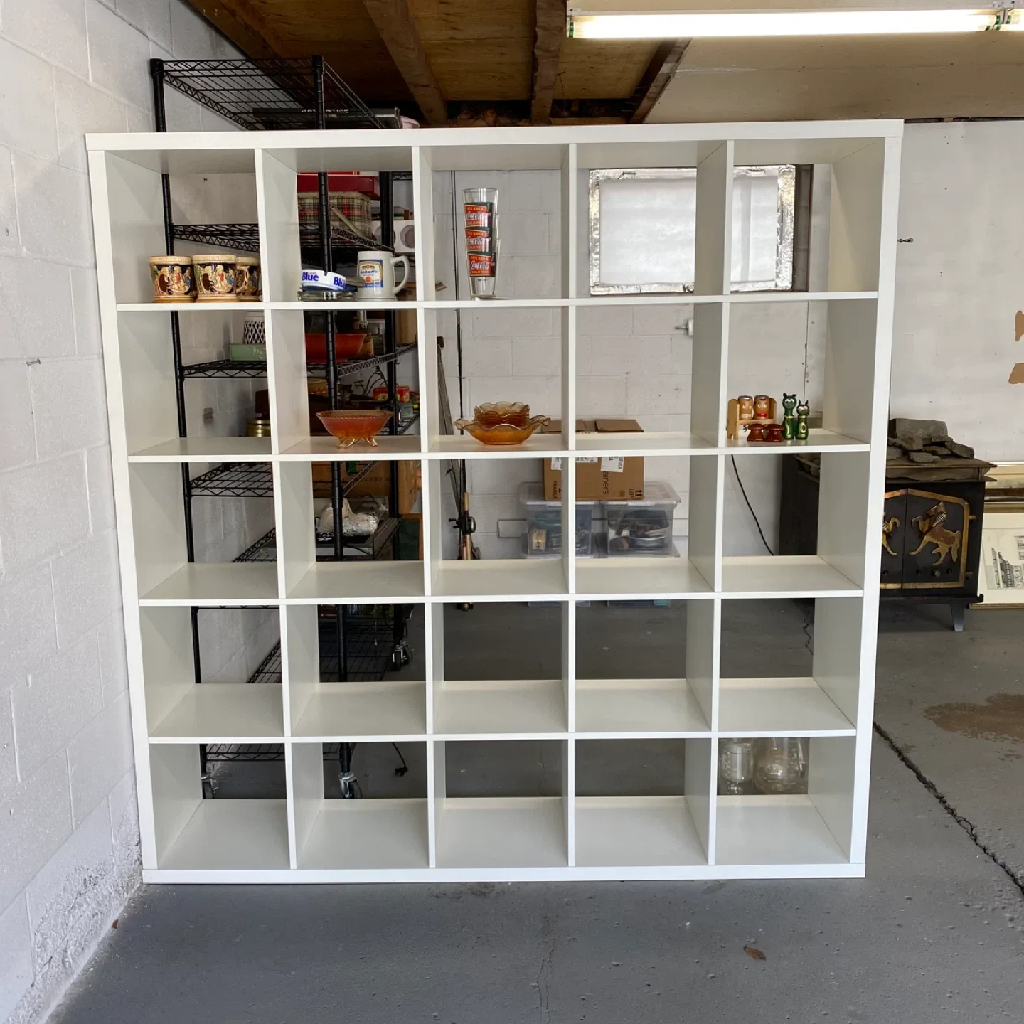 White Ikea 5x5 Kallax Shelf image indicator(2)