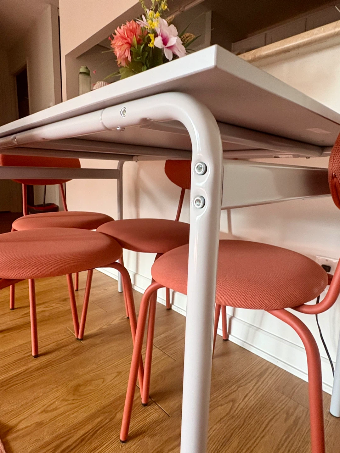 Grey Table with 4 Orange Chairs - photo 4