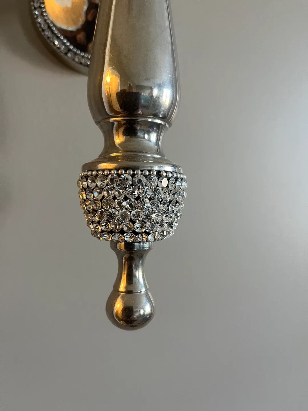 Elegant Silver Wall Sconce with Rhinestone Accents image indicator(3)