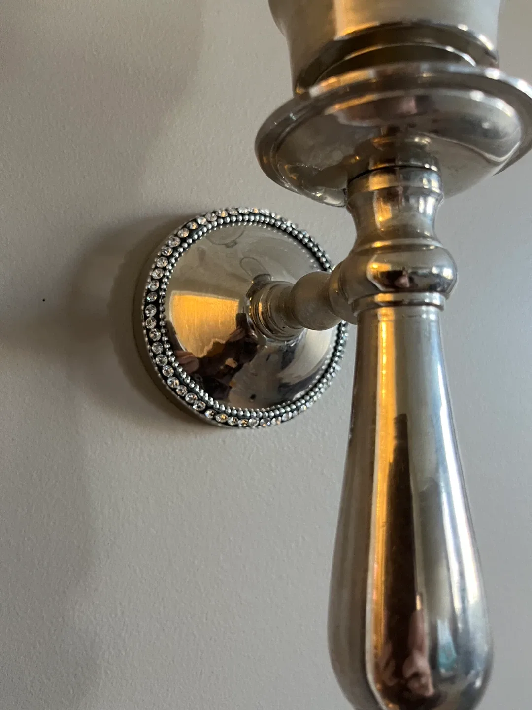 Elegant Silver Wall Sconce with Rhinestone Accents image indicator(5)