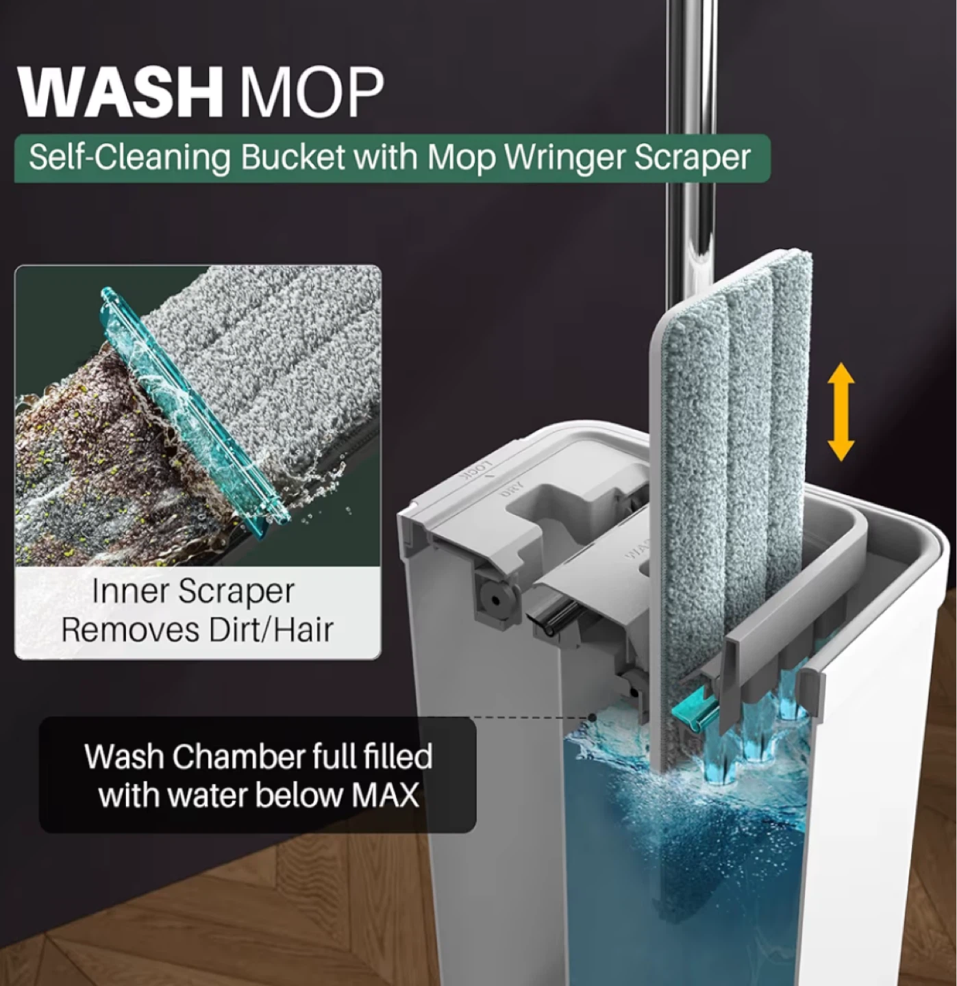 Joymoop Wash Mop with Self-Cleaning Bucket - photo 4