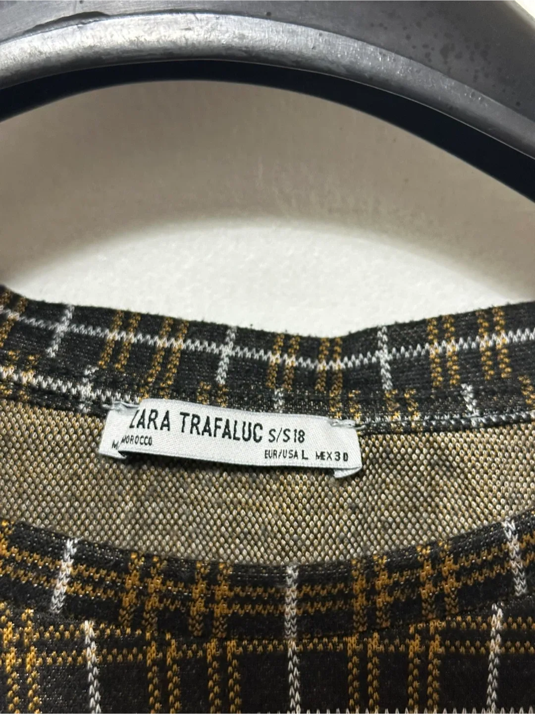 Zara Black and Yellow Plaid Top - Size L image indicator(3)