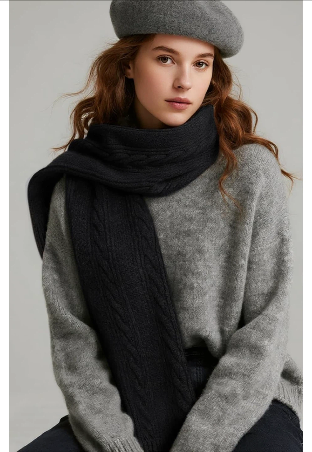 Fashion Delicate Knitted Scarf - Black, 70 inch - photo 2