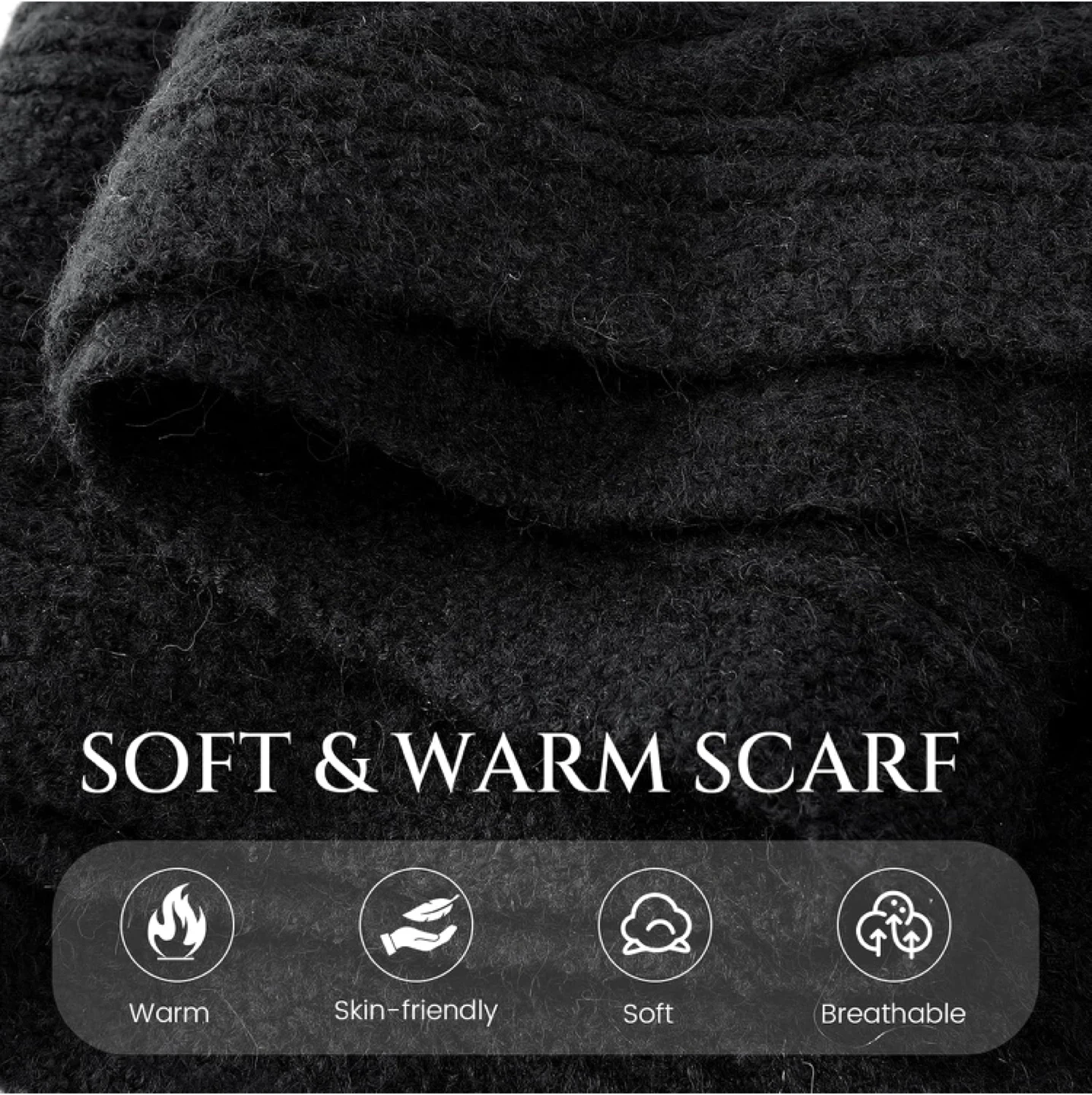 Fashion Delicate Knitted Scarf - Black, 70 inch - photo 4
