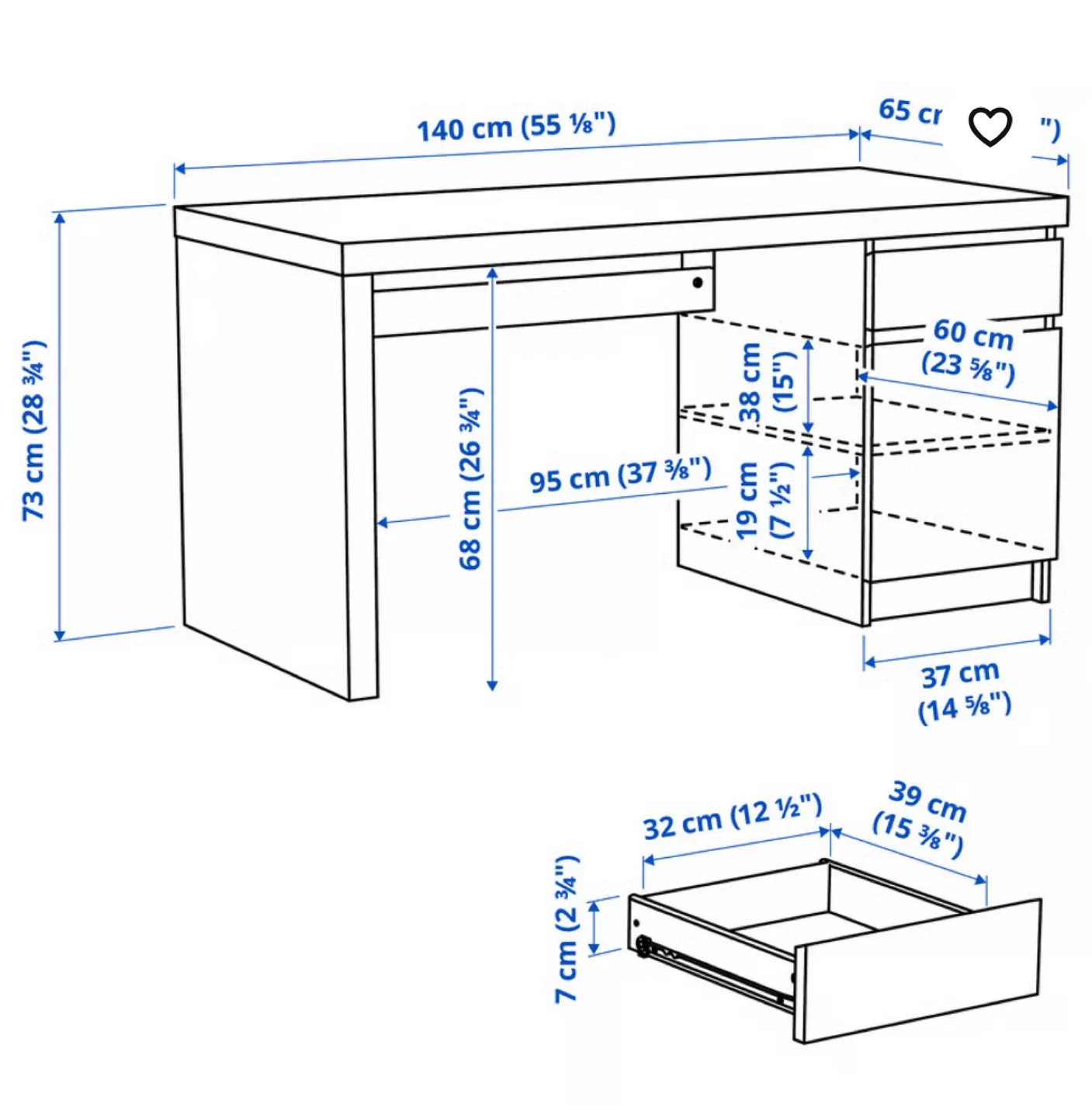 Brown Wooden IKEA Desk with Drawers image indicator(2)