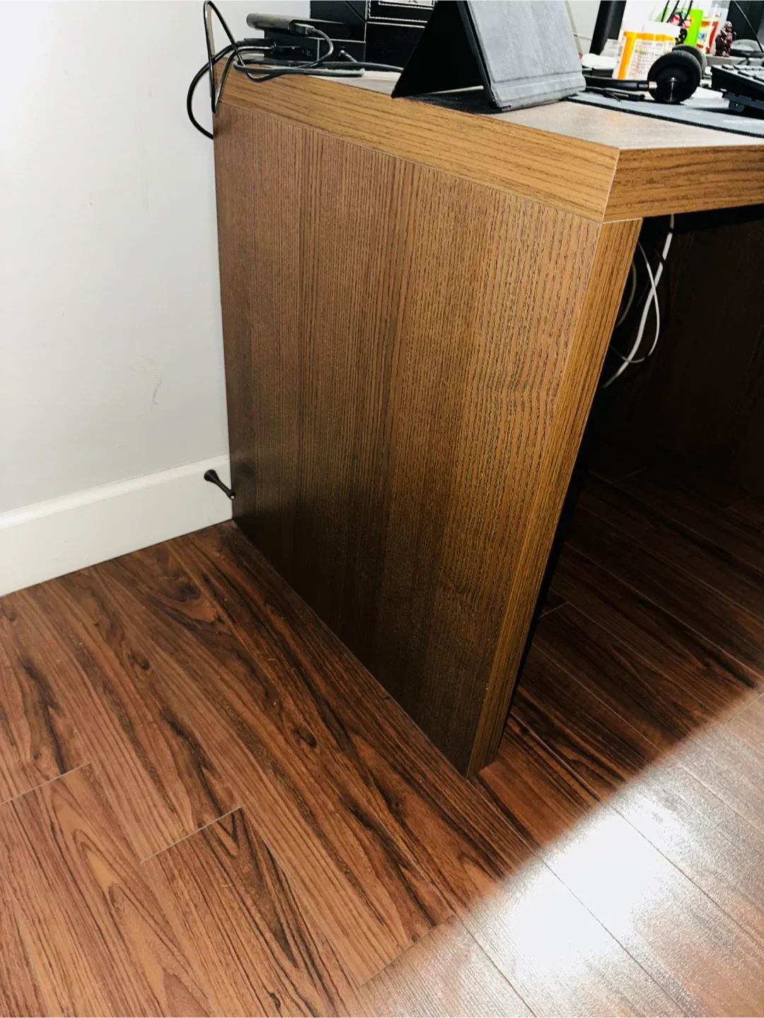 Brown Wooden IKEA Desk with Drawers image indicator(3)