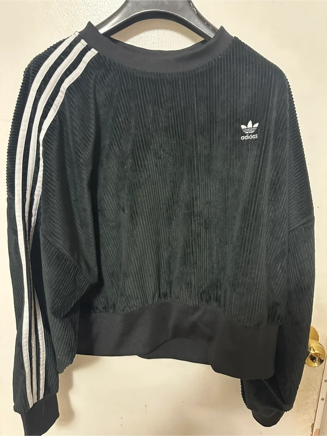 Adidas Black Corduroy Pullover - Size Large thumbnail
