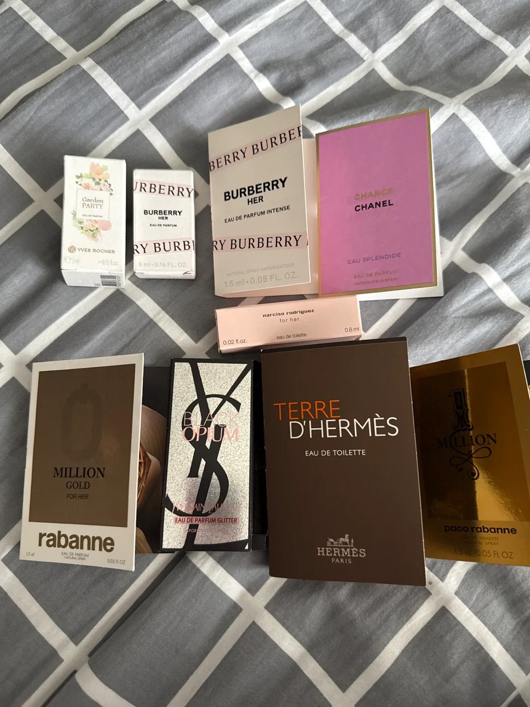 Mixed Perfume Sample Lot - Burberry, Chanel, Hermes +