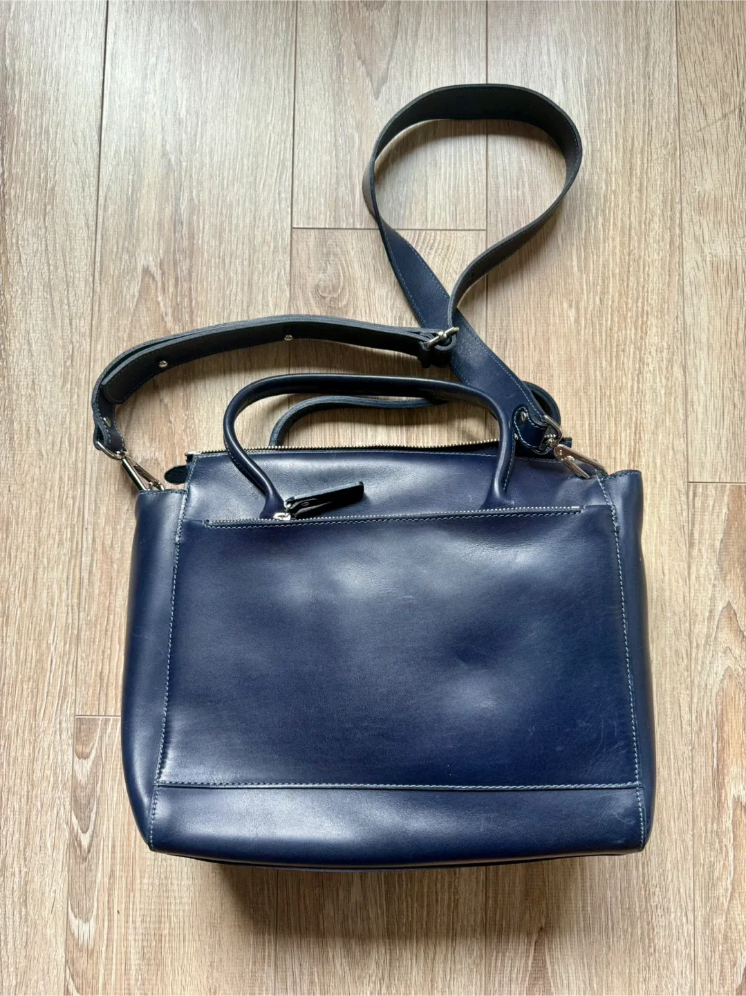 m0851 blue leather handbag purse image indicator(2)