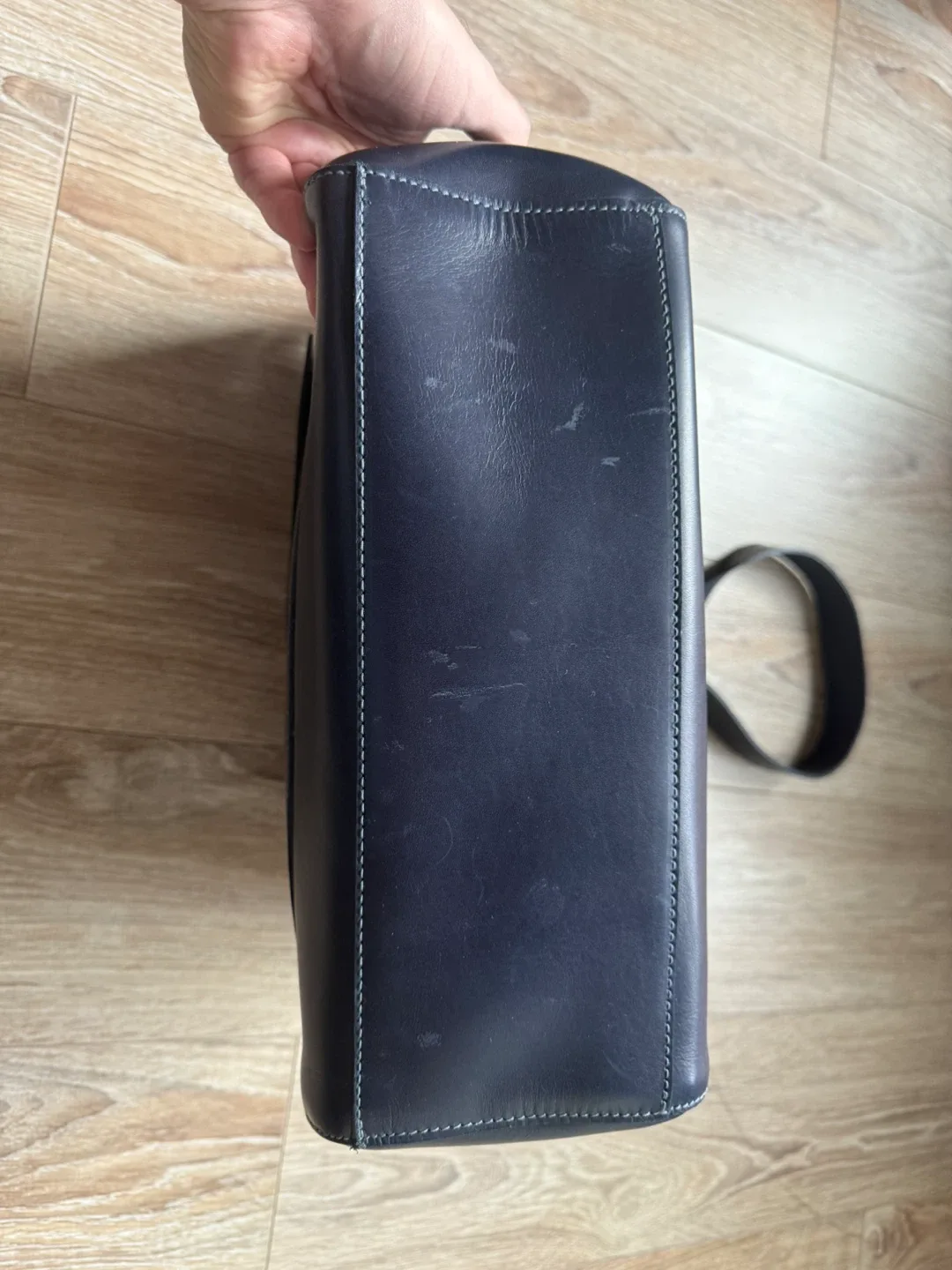 m0851 blue leather handbag purse image indicator(3)