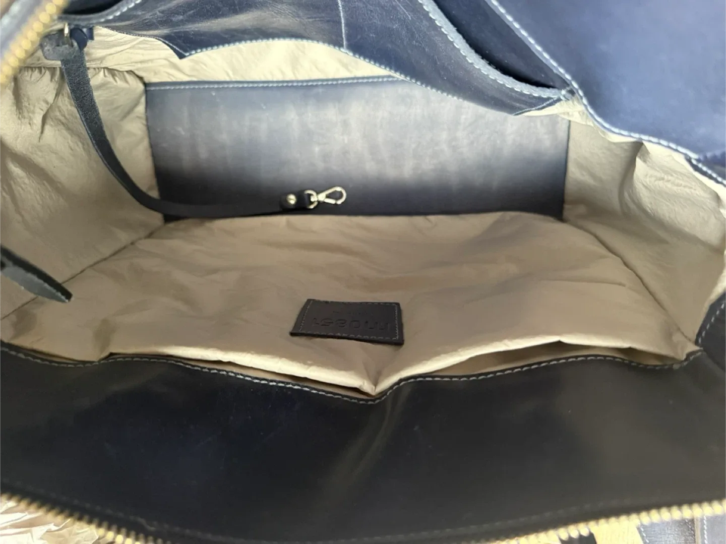 m0851 blue leather handbag purse image indicator(4)