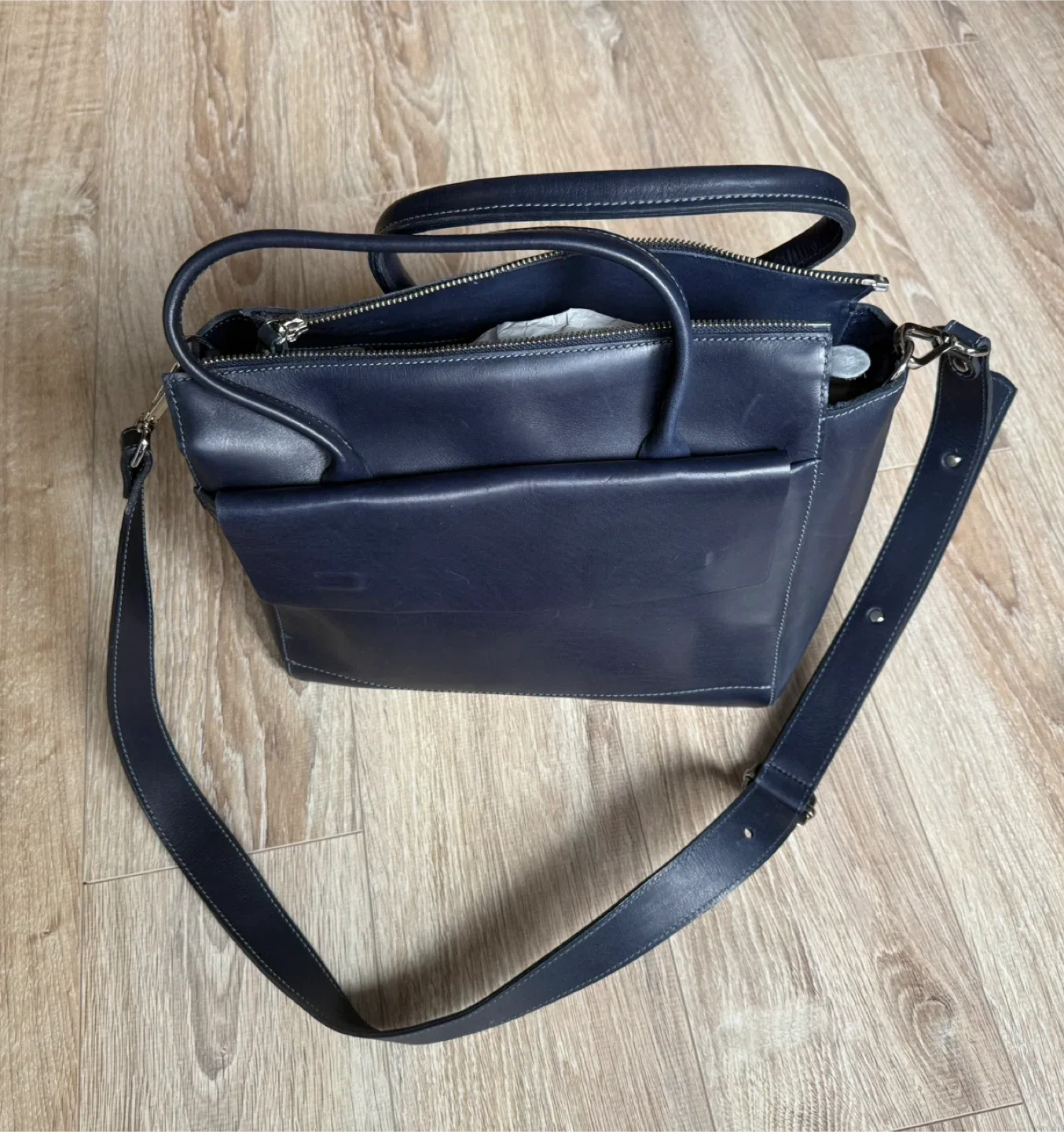 m0851 blue leather handbag purse image indicator(8)