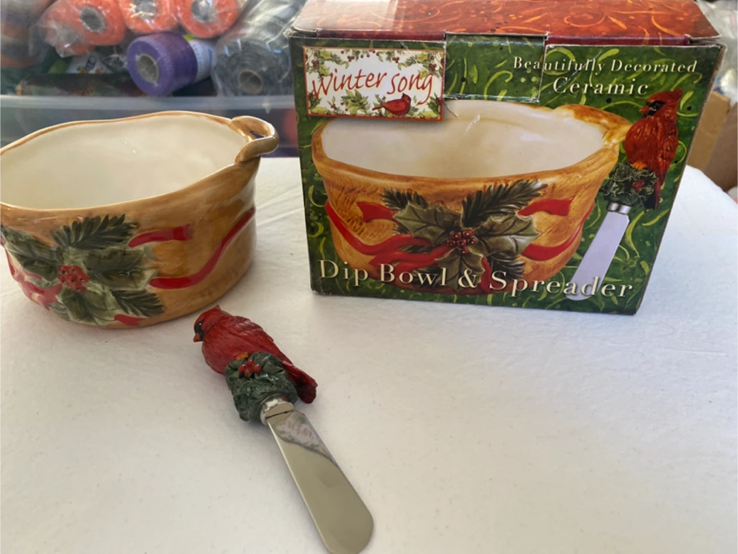 Winter Song Dip Bowl & Spreader Set