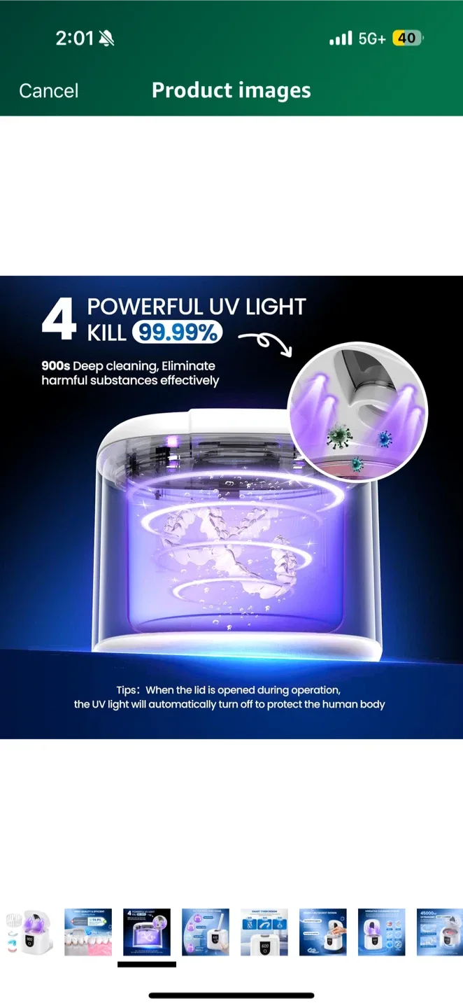 New in box! Ultrasonic Cleaner for retainer, jewelry, toothbrush image indicator(3)