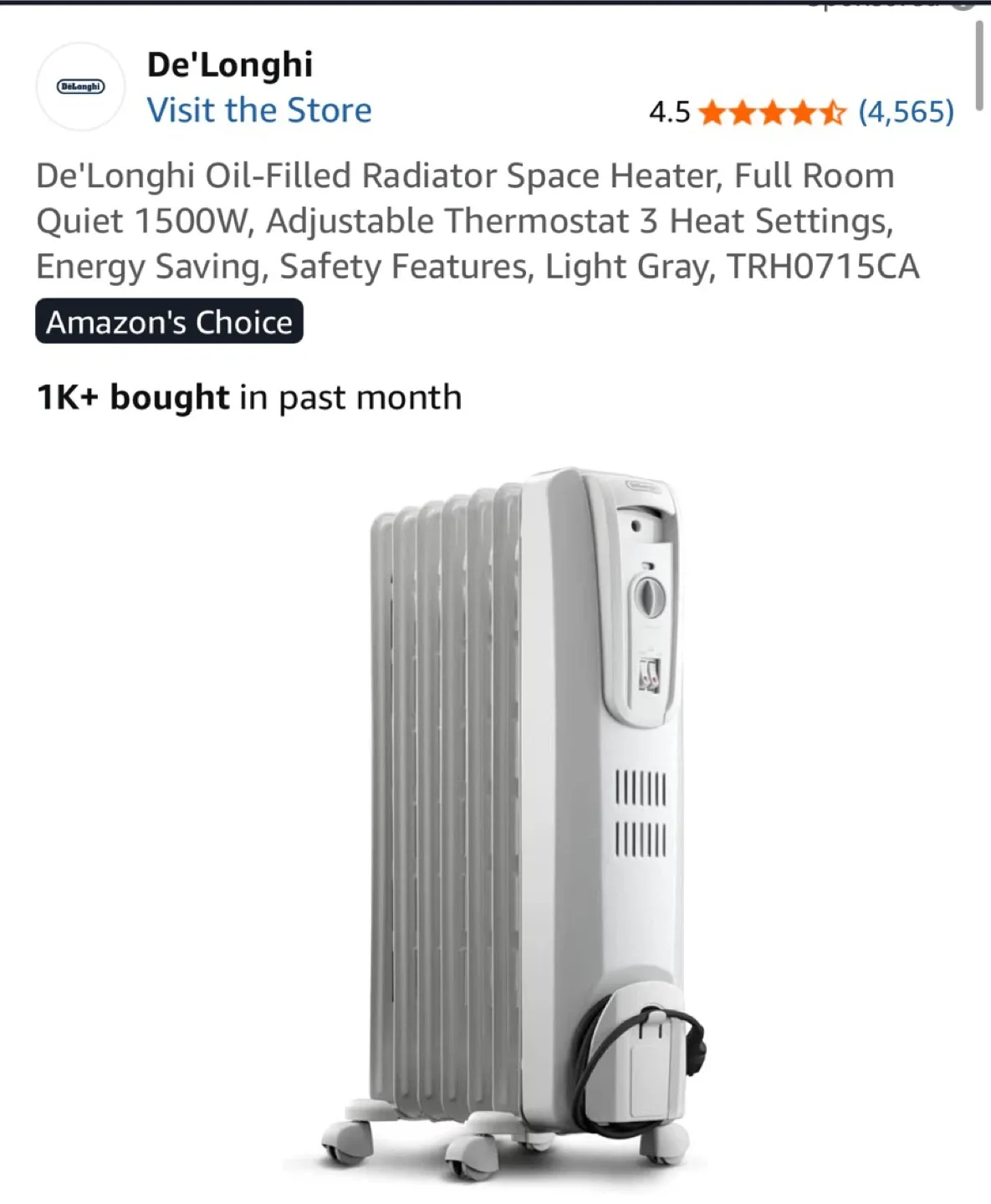 DeLonghi Oil-Filled Radiator Space Heater image indicator(3)