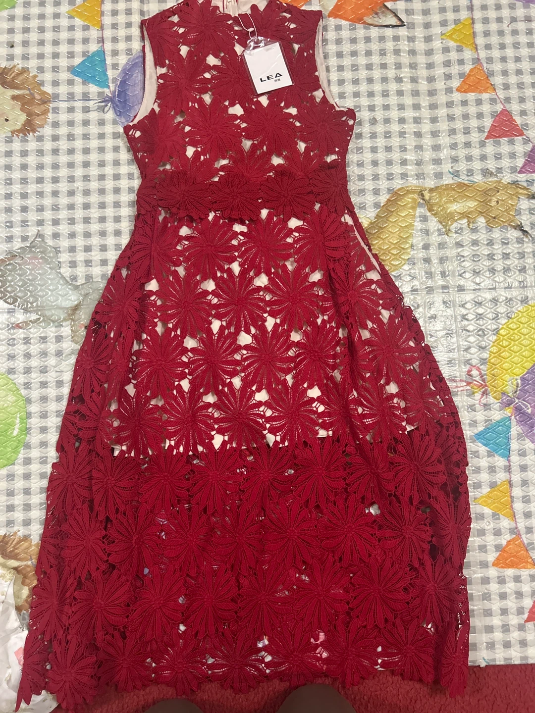 LEA Red Floral Lace Dress