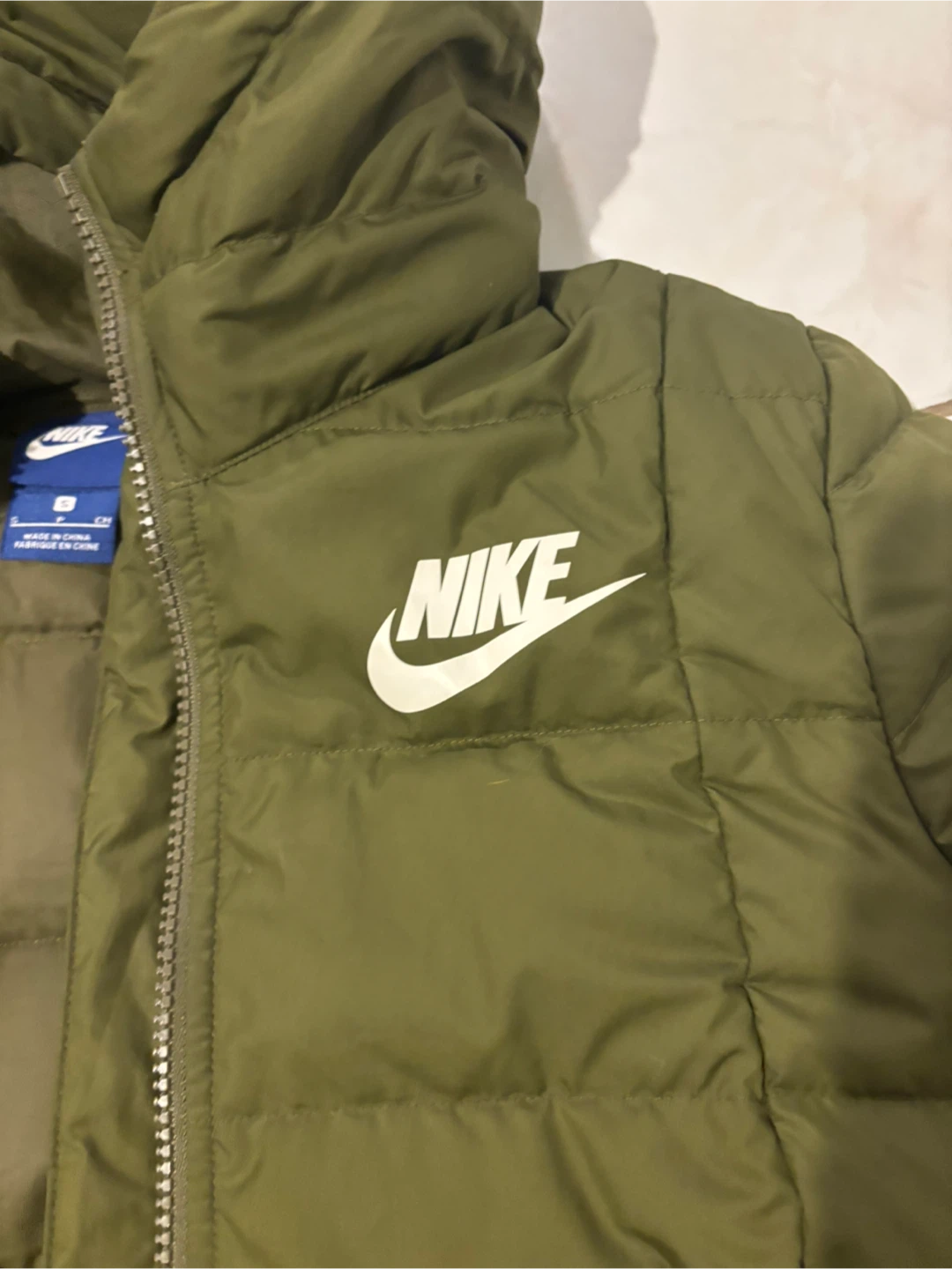 Nike Puffer Jacket - Olive Green, Size S - photo 2