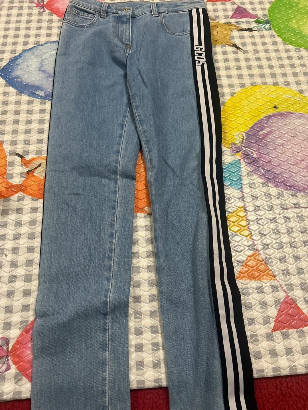 GCDS Jeans with Black and White Stripe - photo 2
