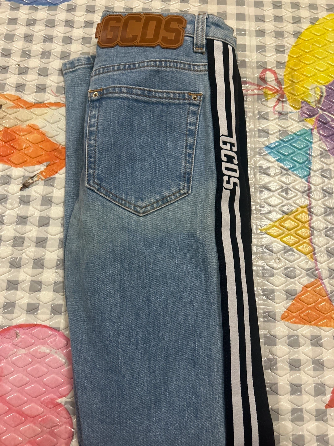 GCDS Jeans with Black and White Stripe