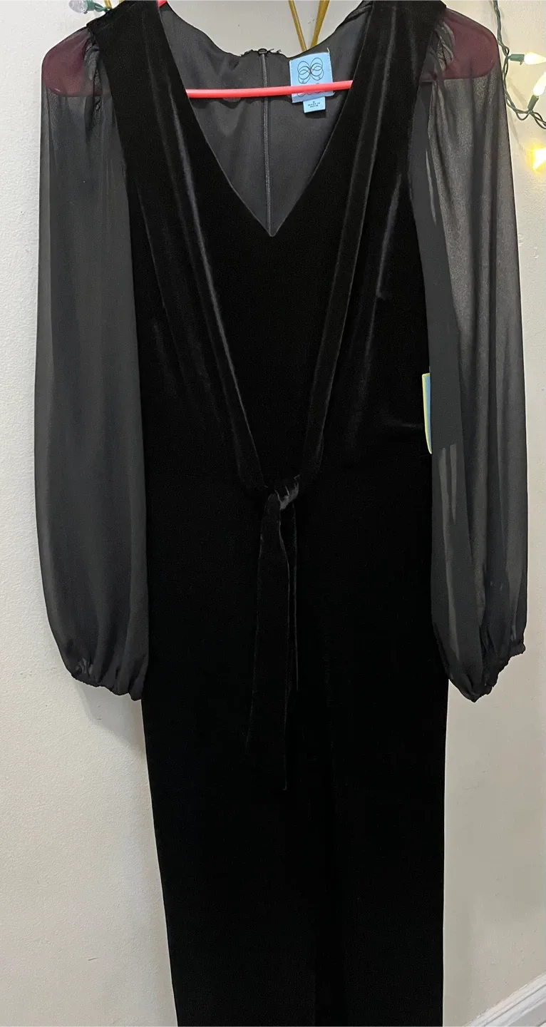 CeCe Black Velvet Jumpsuit image indicator(3)