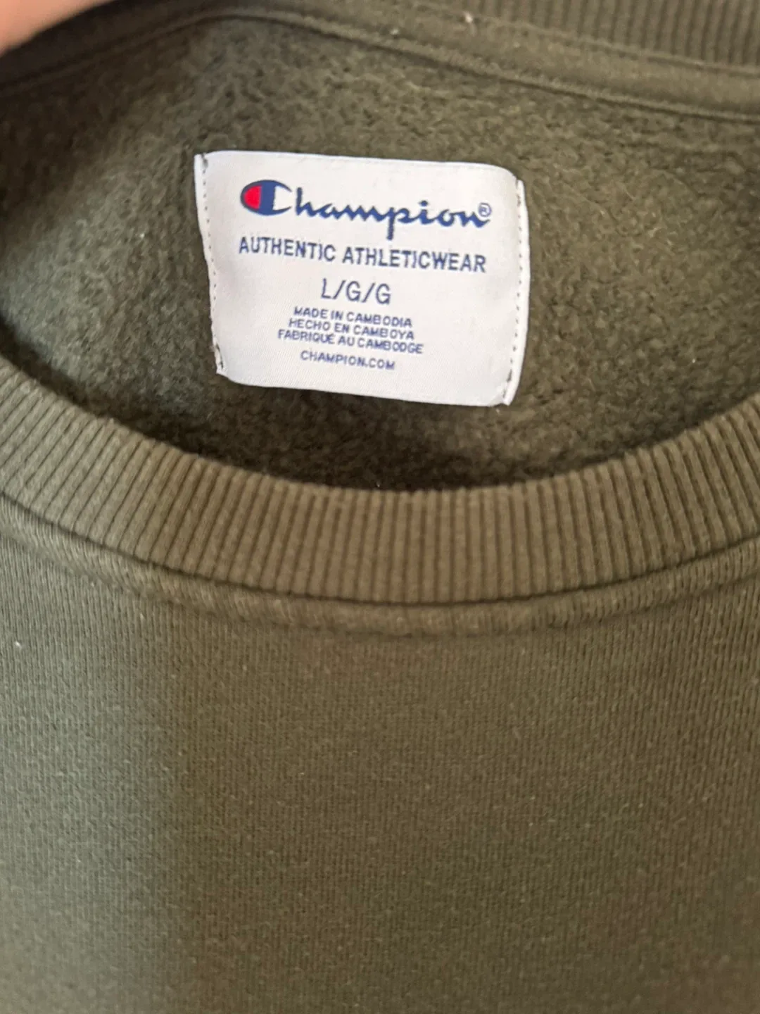 Mens Champion Olive Green Crewneck - Size L image indicator(2)