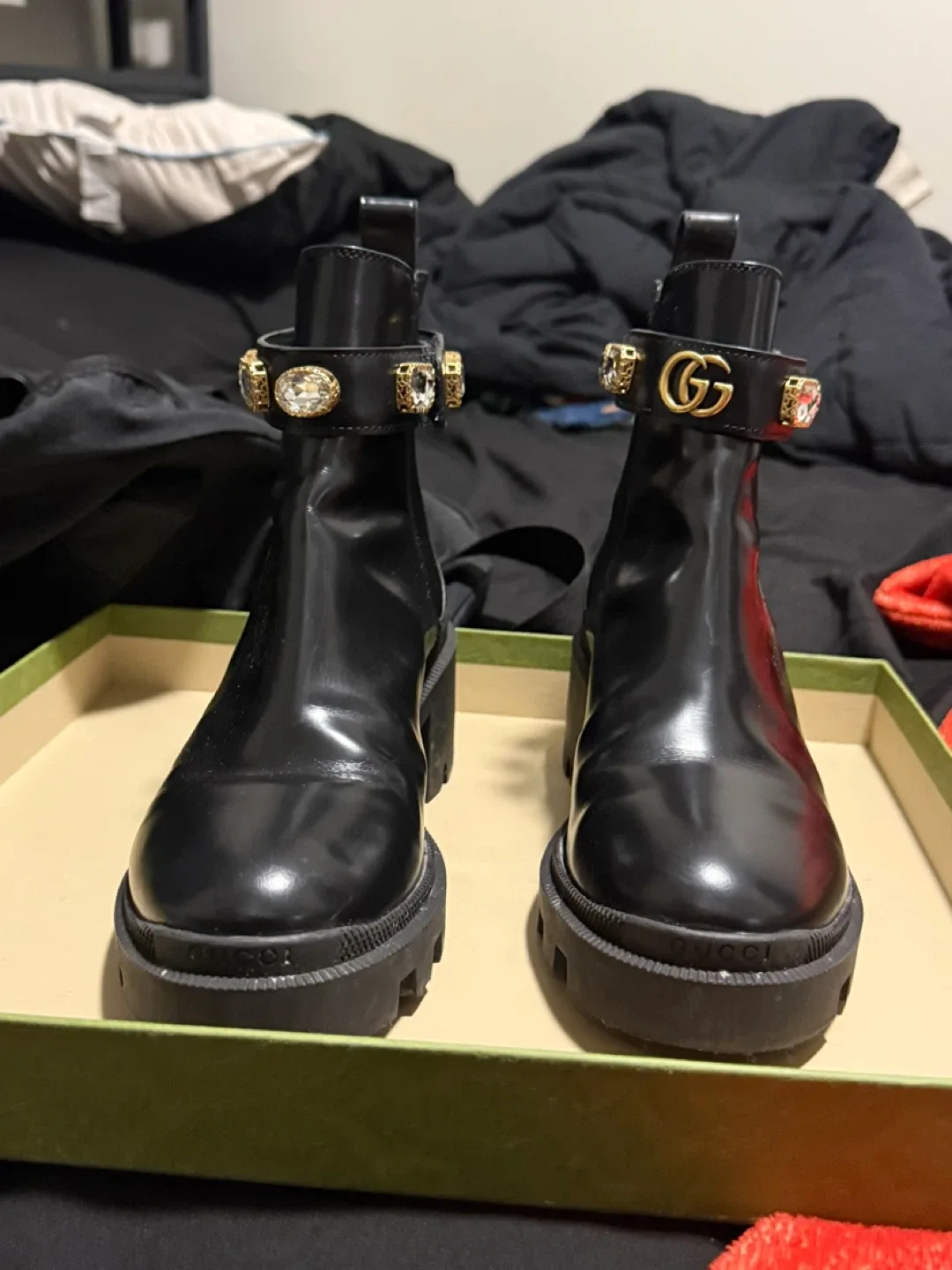 Gucci Black Leather Ankle Boots Size 37.5 image indicator(3)