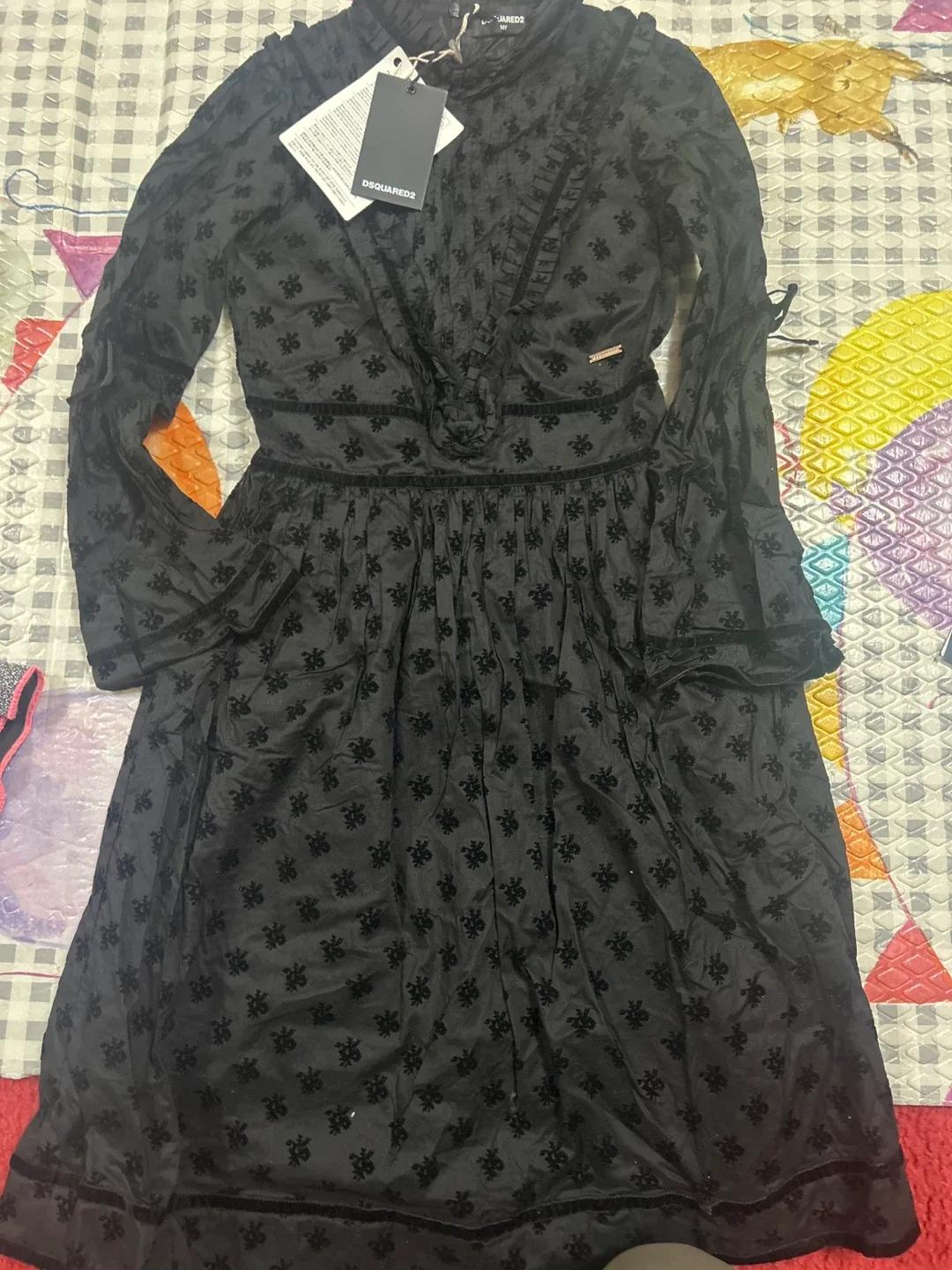 Dsquared2 Black Floral Dress - Size 14Y thumbnail