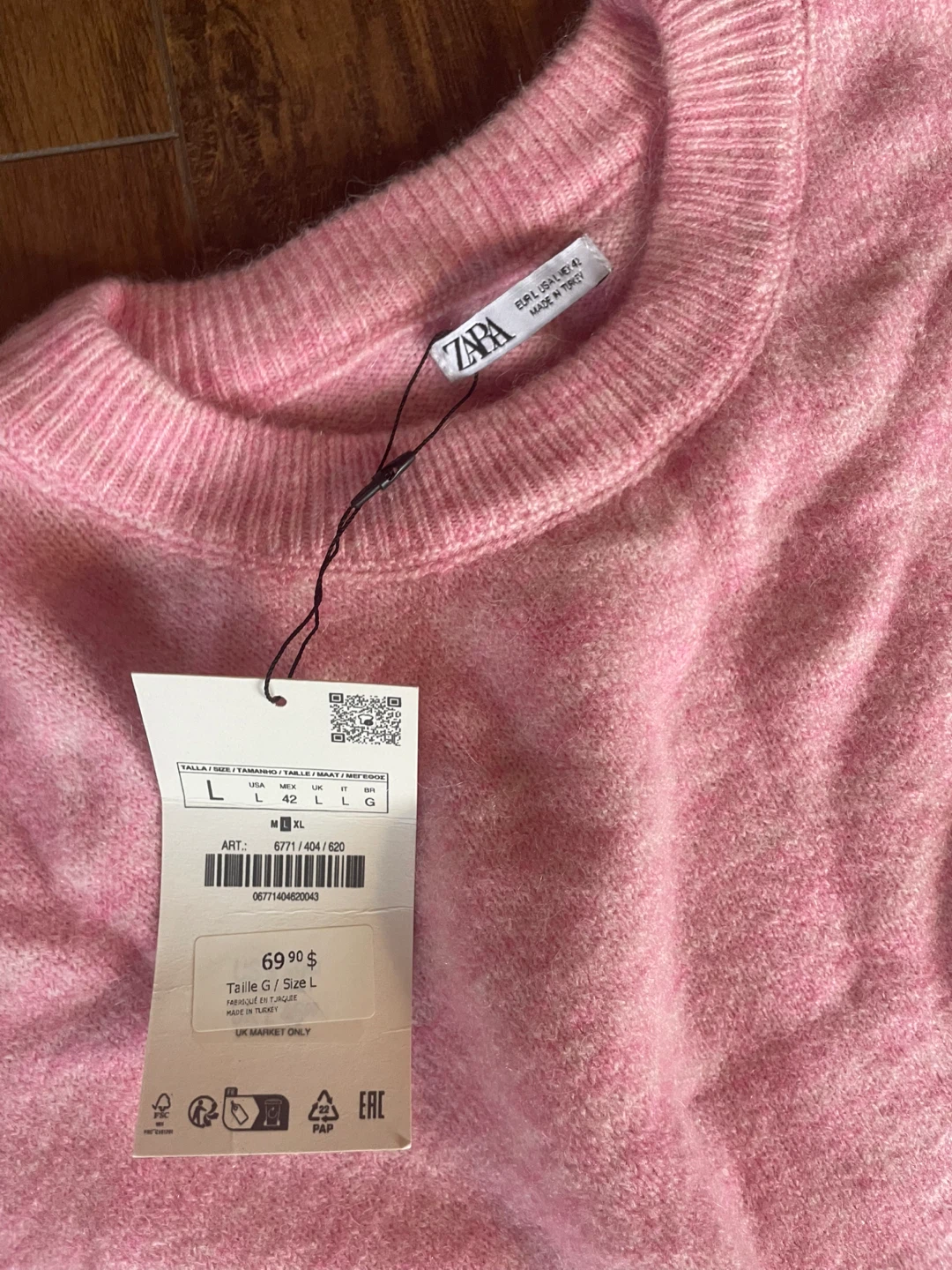 New Zara Pink Knit Sweater - Size L - photo 3