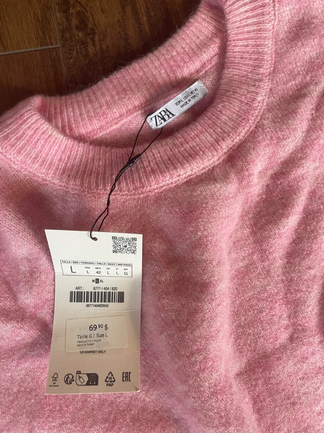 New Zara Pink Knit Sweater - Size L image indicator(3)