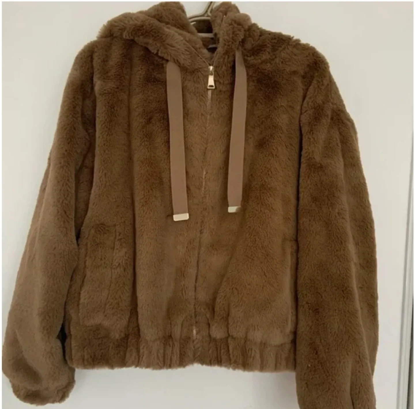 Zara faux fur hoodie thumbnail
