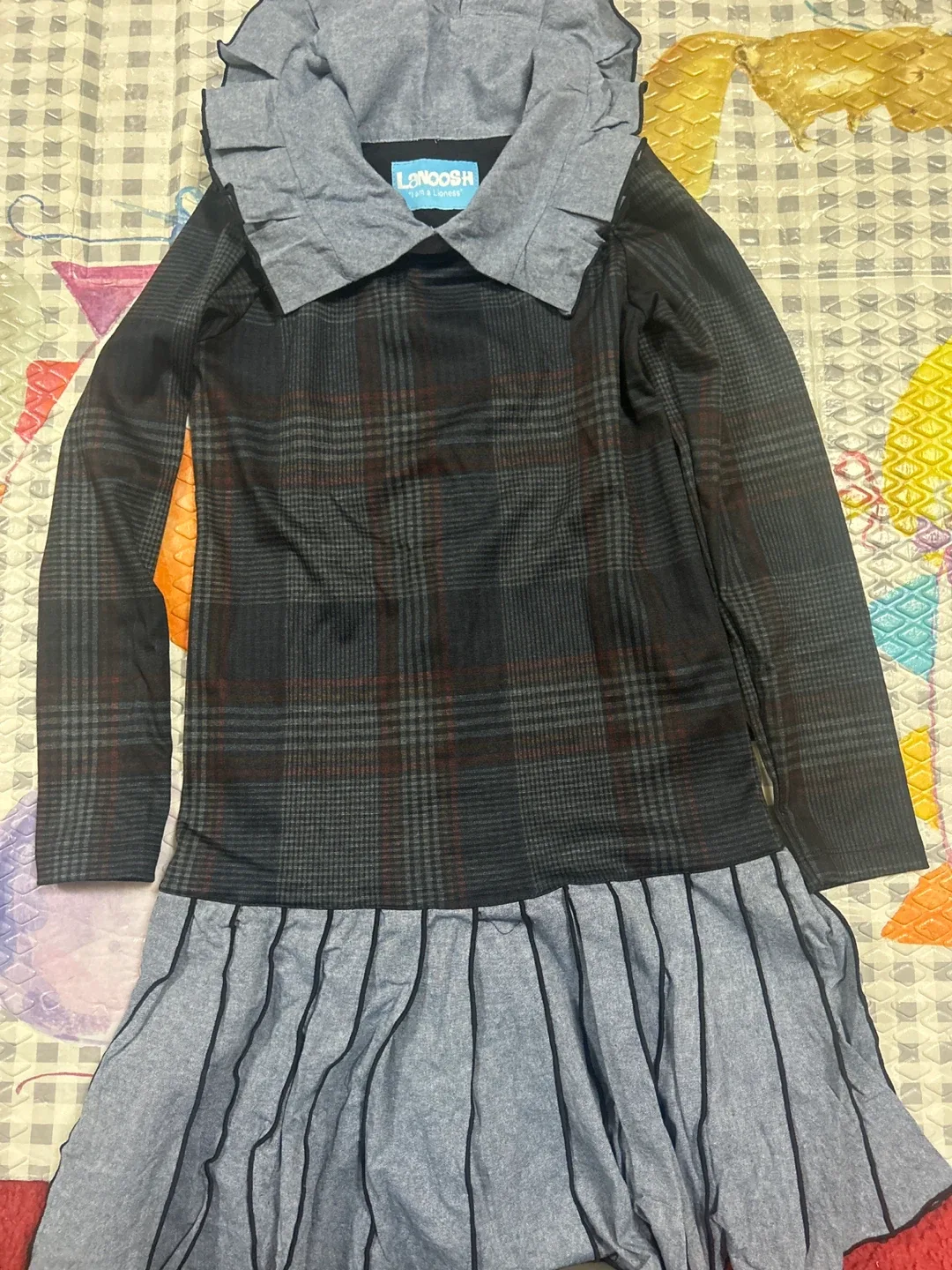 LANOOSH Dress - Plaid & Blue thumbnail