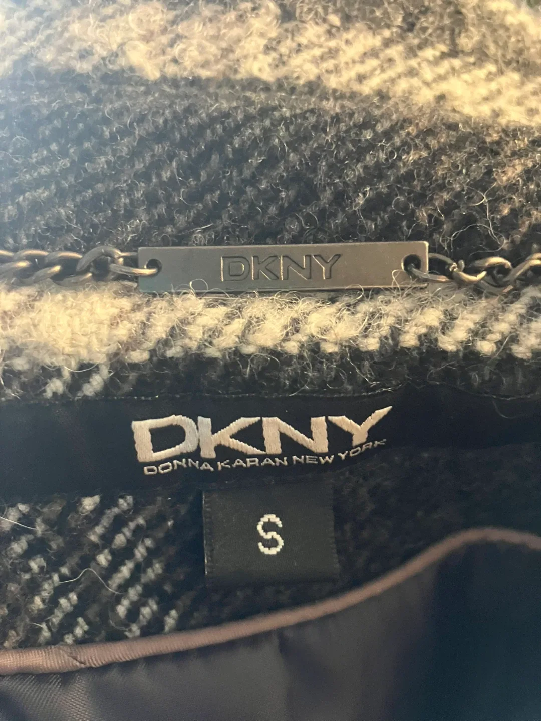 DKNY Plaid Wool Blend Coat - Size Small image indicator(4)