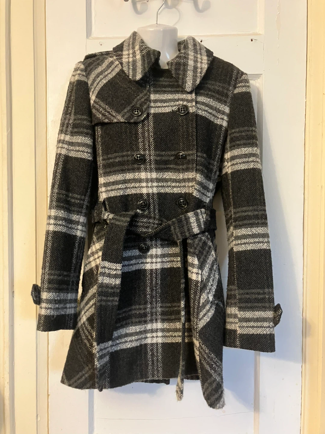 DKNY Plaid Wool Blend Coat - Size Small - photo 2