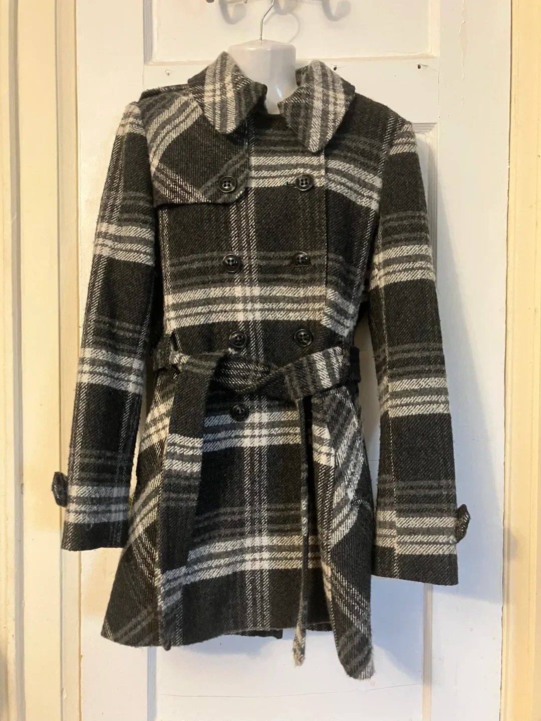 DKNY Plaid Wool Blend Coat - Size Small image indicator(2)