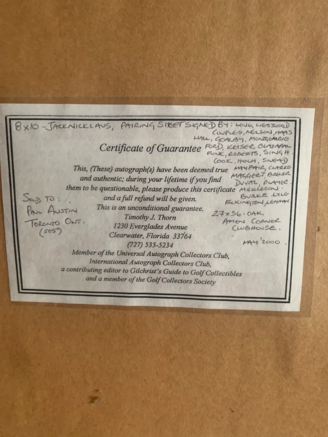 Framed Masters Tournament Autograph Collage image indicator(2)