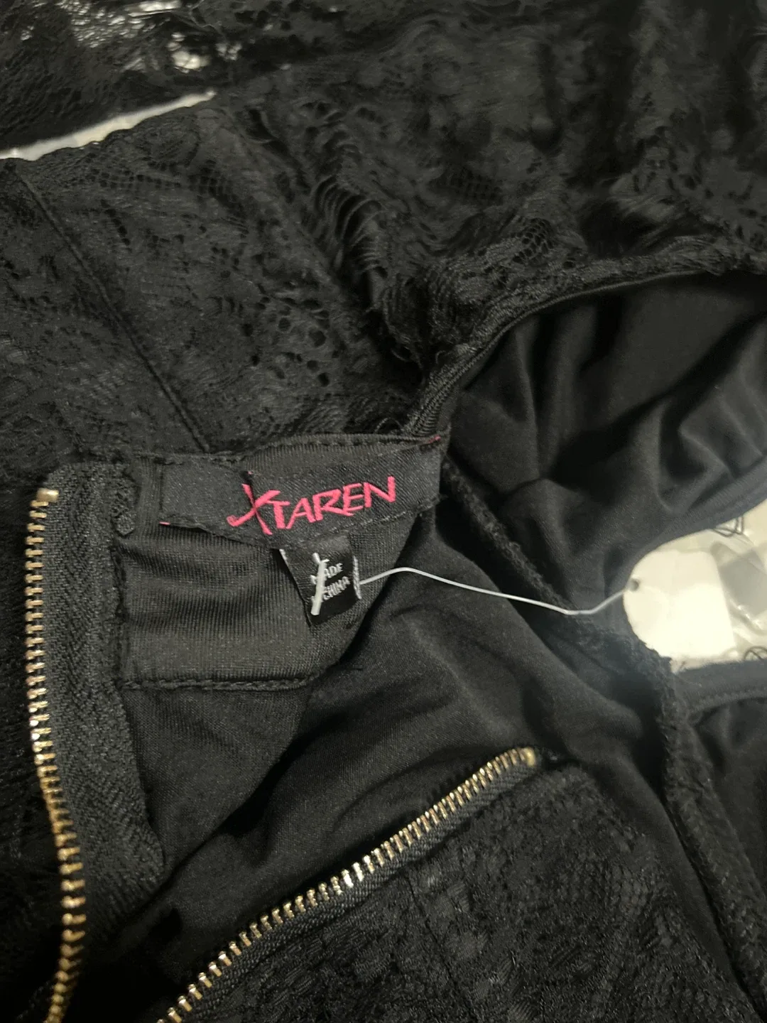 Forever 21 Black Lace Deep V Dress - Size L image indicator(10)